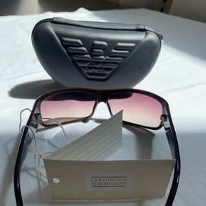 Very cool and chic Giorgio Armani brown sunglasses complete with accessories